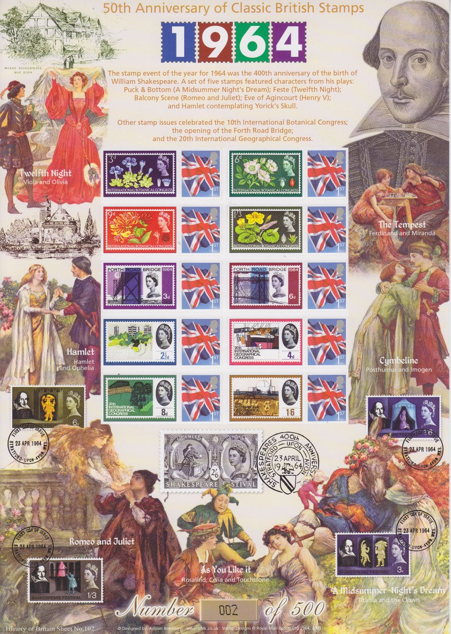 50th Anniv. of Classic British Stamps (1964) - Bradbury
