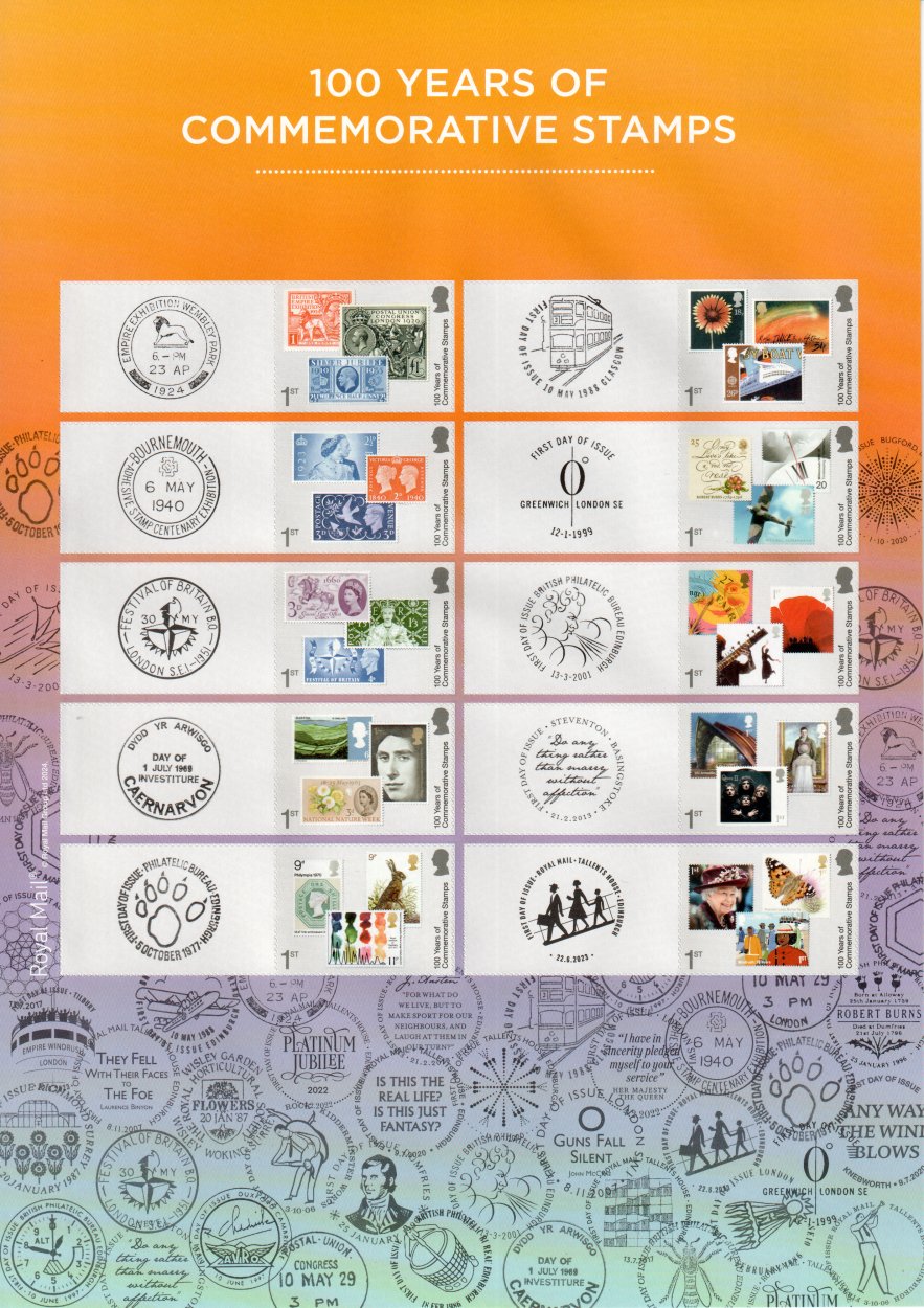 100 Years of Commemroative Stamps  Collector/Generic Sheet